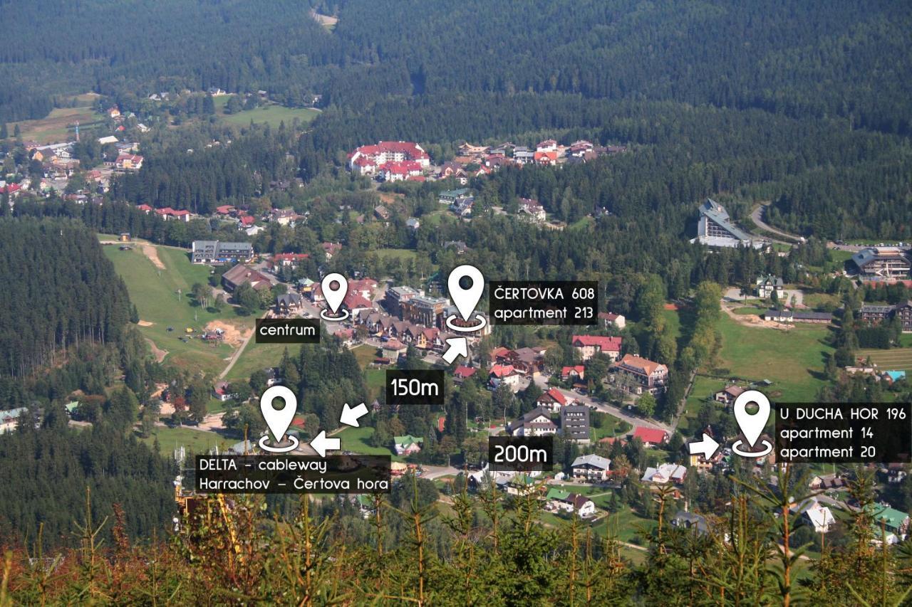 Enjoyharrachov - Atraktivni Slunny Klimatizovany Apartman 14 V Centru Harrachova Se Saunou, Parkovanim, Wifi-Wlan, Sat, Herni Konzoli, Pc S Win 10, Netflix Zdarma A Moznosti Dobijeni Auta S Jedinecnym Vyhledem Na Certovu Horu Se Skokanskymi Mustky Exterior foto